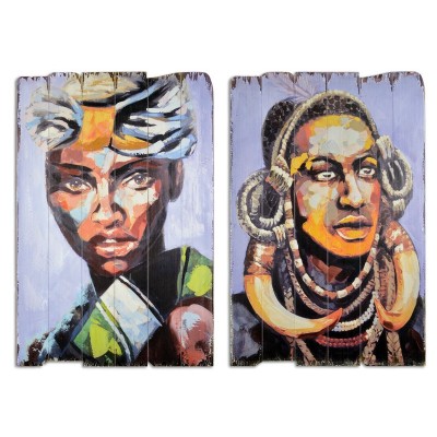 Set doua tablouri din lemn cu africani SK62-SET foto