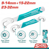 TOTAL - SET CHEI UNIVERSALE: 1 X CHEIE DUBLA (9-14MM, 15-22MM) + 1 X CHEIE SIMPLA (23-32MM) PowerTool TopQuality