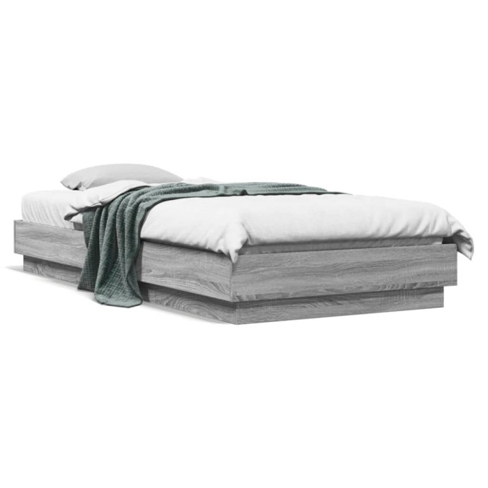 Gossi cadru de pat cu lumini led, gri sonoma, 100x200 cm