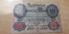 MDBS - BANCNOTA GERMANIA - 20 MARK - 1910 foto