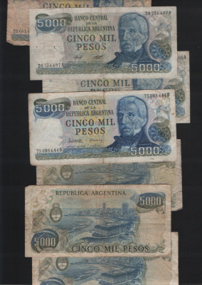 Argentina 5000 5.000 pesos 1977(83) VG-F-VF pret pe bucata foto