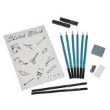 Set de Schiță cu Bloc de Desen A5, 14 Bucăți, Turcoaz, CMCLASS
