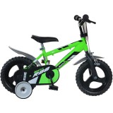 Cumpara ieftin Bicicleta copii Dino Bikes 12 inch R88, verde, cadru otel, roti ajutatoare, recomandata 3-5 ani