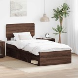 Cumpara ieftin Cadru de pat Stejar inchis 100 x 200 cm Lemn de pin masiv