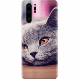 Husa silicon pentru Huawei P30 Pro, British Shorthair Cat Yellow Eyes Portrait