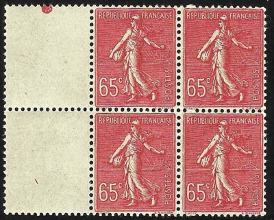 FRANTA - SEMANATOARE 65c IN BLOC DE 4 CU MARGINE MNH 1924 foto