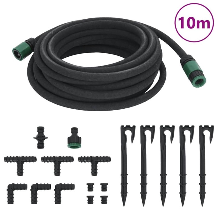 vidaXL Furtun poros de grădină, negru, 0,6&quot;, 10 m, cauciuc 155868