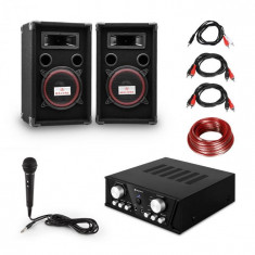 Electronic-Star Easy DJ Set Black, sistem PA, amplificator PA, 2 x difuzor, micro, negru foto