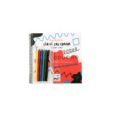Caiet cu spirala cu 6 planse reutilizabile,model Sa invatam elementele grafice, 23x23 cm