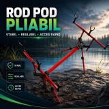 Rod Pod Pliabil pentru Lansete de Pescuit, Roșu/Negru