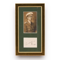 Regele Carol al II-lea, fotografie de epocă, atelier Julietta + bilet cu semnătură olografă