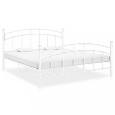 vidaXL Cadru de pat, alb, 160x200 cm, metal foto