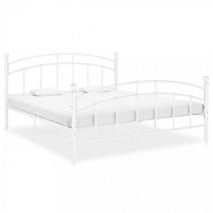vidaXL Cadru de pat, alb, 160x200 cm, metal