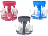 Dozator Băuturi cu Suport Pliabil și 6 Pahare Plastic 50ml Verk Group, Gri. Dozator Shot-uri, Petreceri, Portabil, Compact