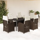 VidaXL Set mobilier de grădină cu perne, 7 piese, maro, poliratan