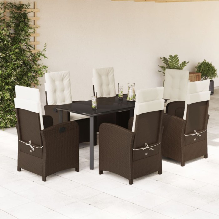vidaXL Set mobilier de grădină cu perne, 7 piese, maro, poliratan 3212345