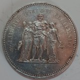 50 Franci 1977, Hercule, Argint.