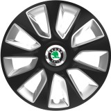 Set 4 Capace Roti 16 inchi (R16) Stratos Gri-Negru, Compatibile Cu Skoda