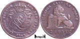 1842, 2 Centimes - Leopold I - Regatul Belgiei, Europa