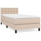 Cumpara ieftin Pat box spring cu saltea, cappuccino, 100x200cm piele ecologica