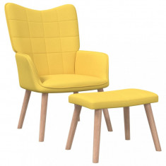 vidaXL Scaun relaxare cu taburet, galben muștar, 62x68,5x96 cm, textil
