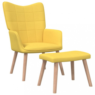 vidaXL Scaun relaxare cu taburet, galben muștar, 62x68,5x96 cm, textil foto
