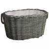 Cos Lemne Foc Salcie Gri 60x40x28cm cu Manere Franghie, Rustic, Depozitare Lemne, Rufe, Legume
