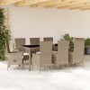 VidaXL Set de masă pentru grădină, 9 piese, cu perne, bej, poliratan 3277581