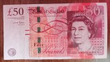 B11 - Bancnota foarte veche - Marea Britanie - Anglia - 50 lire sterline regina