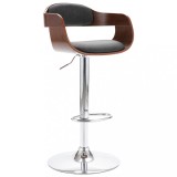 vidaXL Scaun de bar, placaj și material textil gri