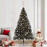 vidaXL Pom de Crăciun artificial pre-iluminat Negru 210 cm PVC 3397152