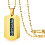 Cumpara ieftin Medalion fashion military cu cristale barbatesc MBrands Dog Tag Auriu