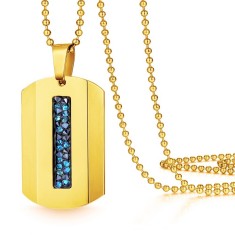 Medalion fashion military cu cristale barbatesc MBrands Dog Tag Auriu