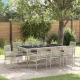Cumpara ieftin Set de masă pentru grădină 9 pcs Gri deschis Rattan poli