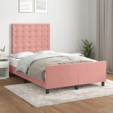 VidaXL Cadru de pat fără saltea roz 120x190 cm catifea