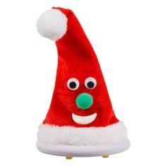 Jucărie Interactivă De Crăciun, Model Căciulă Dansează, Roșu, 10x19 cm, Necesită Baterii AA (Neincluse)