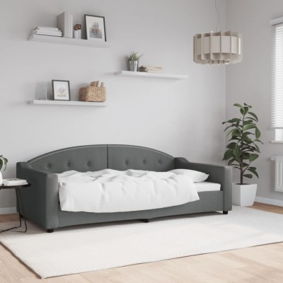 vidaXL Cadru de pat, gri &amp;icirc;nchis, 90x190 cm, material textil foto