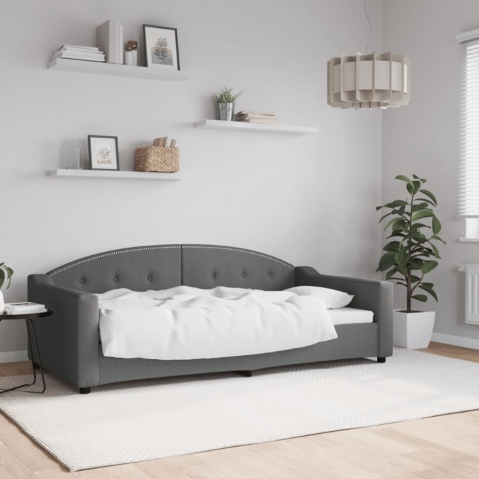 vidaXL Cadru de pat, gri &icirc;nchis, 90x190 cm, material textil
