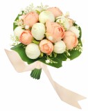 Buchet mediu personalizabil cu bujori (Alb, Somon), Eventissimi&reg;