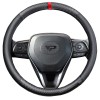 Husa volan Panda, tip fibra carbon, cu insertii piele ecologica perforata, negru cu detaliu rosu, 38 cm Automobile ProTravel