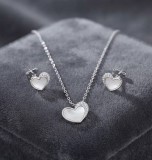 Cumpara ieftin Set Bijuterii din Argint 925 , zPure Love Halo, - Colier Reglabil E i Cercei Inima cu Sidef