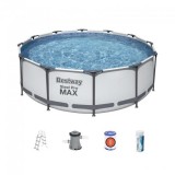 Piscina structura metalica, rotunda,&nbsp;pompa filtrare, scara, test analiza apa, 366x100 cm, Bestway&nbsp;Steel Pro Max GartenVIP DiyLine