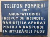 T6 Tablă vopsită industrială &ndash; Telefon Pompieri 081 &ndash; Rom&acirc;nia comunistă
