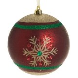 Glob Ornament de Craciun Roșu cu Glitter și Fulgi, CMCLASS