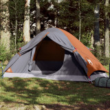 Cort de camping pentru 2 persoane, gri portocaliu, impermeabil