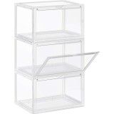 SONGMICS set 3 organizatoare pantofi transparente, stivuibile, cu usa frontala