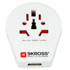 Adaptor priza Skross 1.500266, universal World - EU cu USB