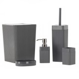 Set de accesorii pentru baie din plastic, 5 piese, gri Household NewTrend