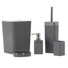 Set de accesorii pentru baie din plastic, 5 piese, gri Household NewTrend