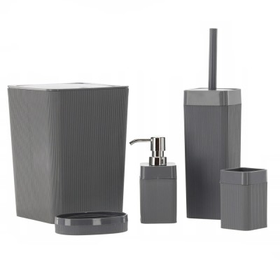 Set de accesorii pentru baie din plastic, 5 piese, gri Household NewTrend foto